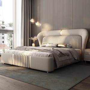 Lussuoso <span class=keywords><strong>Letto</strong></span> <span class=keywords><strong>Matrimoniale</strong></span> in Legno con Rivestimento Imbottito, Struttura in Pelle, Design Confortevole e Spazioso con Contenitore - Product Image 6