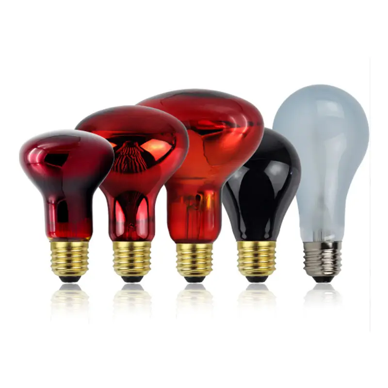 赤いガラスA60R63 R80 R95 75W 100W 110V 230Vキノコハロゲン電球75W100W動物用赤外線加熱ランプ