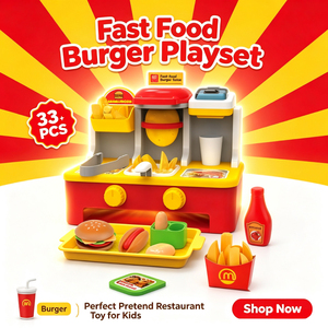 LKTOYS Nouveauté : Ensemble repas McDonald's 33 pièces avec son et lumière, pour faire des hamburgers, couper des pommes de terre et faire frire des frites - Product Image 2