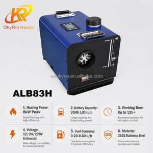 <span class=keywords><strong>Chauffage</strong></span> de stationnement diesel tout-en-un 8KW avec batterie lithium intégrée 30Ah 12V/24V/220V, écran TFT, pour camping, camion, tente - Product Image 3