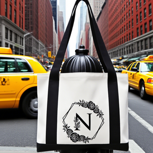 Custom Cotton Canvas Tote <strong>Bags</strong> with Silk Screen Logo <strong>Plain</strong> Pocket Zipper Geometric Pattern Shoulder <strong>Handle</strong> for Gifts - Product Image 6