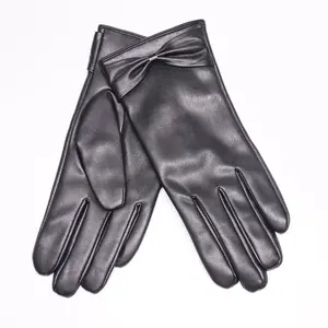 Ladies Fashion Dress Party Leather Gloves Custom Winter Touch Screen PU Leather Gloves Latest Fine Fashion Leather Gloves