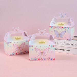 Boîte <span class=keywords><strong>cadeau</strong></span> papillon 4 pièces, boîte d'emballage pour fête d'anniversaire d'enfant, fête prénatale, boîte à dragées, sacs à bonbons, boîte en papier portable, carton - Product Image 4