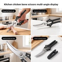 Ciseaux à os de poulet en acier inoxydable pour la cuisine, multi-usages, poignée antidérapante, lame épaissie, pour le filetage et la découpe des os de poisson