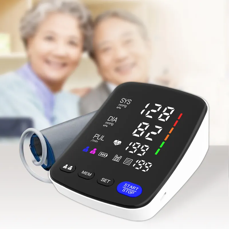 2023 LED Curved Screen Display Home Medical Automatic Digital BP Machine Tensiometer Cuff Electronic Blood Pressure Monitor