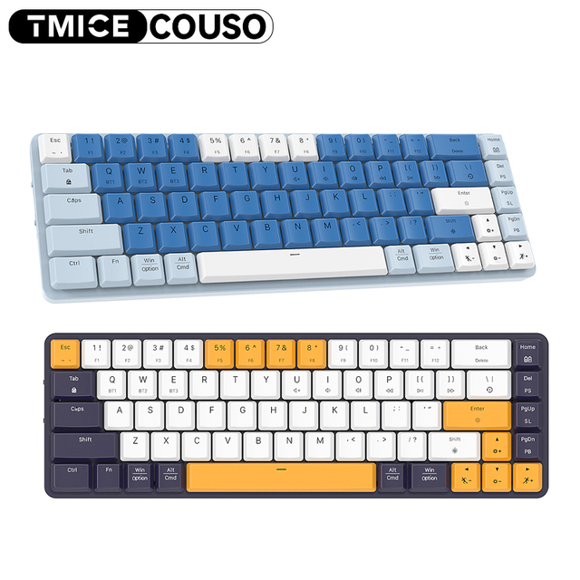 68 Keys 65% Bluetooth Tri-mode Low Profile Mechanical Keyboard Custom Gateron Switch RGB Ultra-Thin Wireless Gaming Keyboards