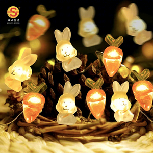 Kinderzimmer LED Hasen-Karotten-Lichterkette Warmweiß 2m/3m Batteriebetrieben Osterdekoration Hasenlichter Festbeleuchtung - Product Image 1