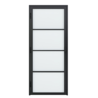 Porte intérieure double battante en verre, style loft, en acier noir, avec cadre en fer cannelé, 4 panneaux, haute qualité, vente en gros