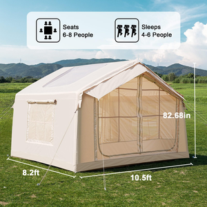 Tenda Camping Tiup 6/8 Orang Ukuran Besar Lapisan Tunggal Oxford PVC Portabel Pemasangan Cepat 2 Pintu Pompa Tahan Air Ruang Tamu - Product Image 2