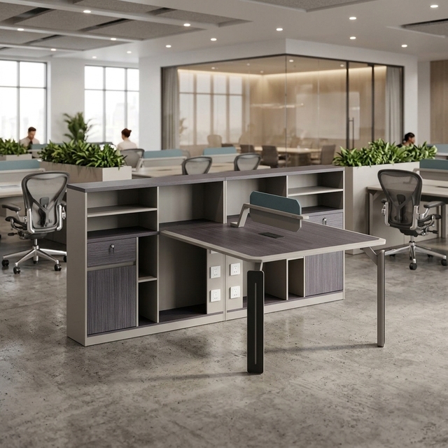 Commercial Grade Office Table with Aluminum Alloy Edge Banding Durable Scratch Resistant Staff Workstation