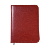 Portefeuille-classeur à anneaux en cuir PU bleu marine, format A4, A5, A6, avec logo personnalisé, couverture rigide, rechargeable, avec fermeture éclair