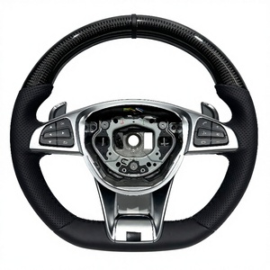 Volante de Cuero Personalizado en Fibra de Carbono para <span class=keywords><strong>Mercedes</strong></span> <span class=keywords><strong>Benz</strong></span> CLA CLS E300 W205 W204 W222 C63 GLA GLC A45 E63 S63 G63 - Product Image 1