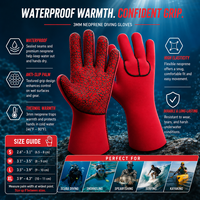 Gants de plongée en néoprène rouge antidérapants à paume haute élasticité pour la pêche sous-marine et le surf (vente en gros)