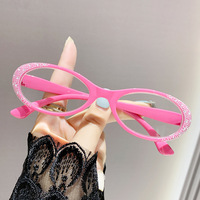 Lunettes de lecture ovales anti-lumière bleue MK9643, monture en plastique PC, pour hommes âgés, style européen et américain, lunettes de vue ornées de diamants