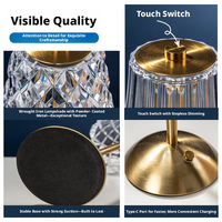Lampe de chevet sans fil en cristal pour tête de lit, veilleuse rechargeable, décoration d'ambiance de chambre à coucher de style américain de luxe, lampe de table de bar