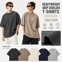 T-shirts à épaules tombantes épais, coupe oversize, en coton 280 GSM, effet délavé, vierges, personnalisables avec logo, vêtements streetwear, OEM