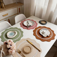 Nouveau Set de Table Classique en Velours de Luxe, Isolant Thermique, Coupe-Vent, Imperméable, Motif Floral Occidental, Réutilisable