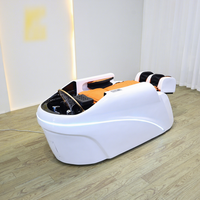 Fauteuil de massage multifonctionnel moderne pour salon de coiffure avec lumière LED, lavabo en céramique et éponge haute densité pour salon et barbier