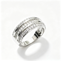 Bagues en laiton plaqué platine, pierres étincelantes élégantes pour les fêtes d'anniversaire, les mariages, les anniversaires de mariage, bijoux de mode, cadeaux