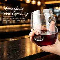 Accessoires de bar à succès : Gobelets à vin et verres à boire de luxe en verre borosilicate transparent, faits à la main, écologiques, pour bar