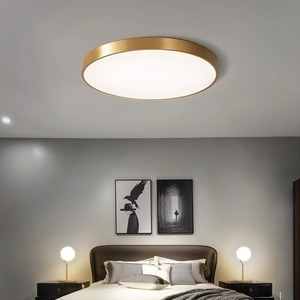 2023 New Modern <b>LED</b> <b>Ceiling</b> <b>Lights</b> Gold Rectangular <b>Round</b> Fixture for Living Rooms & Bedrooms Copper Body AC Power Source - Product Image 1