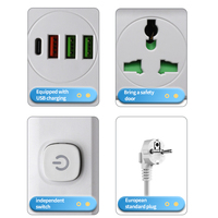 Multiprise à grands espaces entre prises, protection antichoc, port USB-C à charge rapide, ignifuge, pour la maison et le bureau