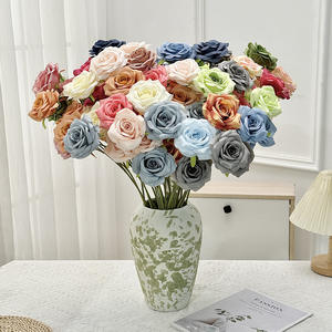 Bouquet de roses artificielles en soie, haute simulation, pour mariage et décoration intérieure, style classique, réutilisable - Product Image 1