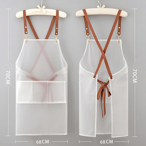 New Style <b>Apron</b> Waterproof and Oil-Proof Suspenders Fashionable Korean Style Smock Home Kitchen Cooking Women's Tpu Work Clothes - Product Image 3