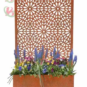 Grande jardinière de jardin extérieure avec pot de jardinière décoratif en acier corten avec écran métallique