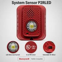 Avertisseur sonore et lumineux Système Sensor P2RLED série L - Compatible Honeywell Notifier, appareil d'alerte incendie, certifié UL, rouge