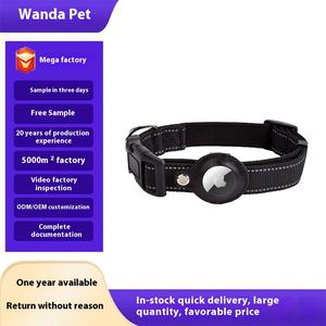 Collier et laisse pour animaux de compagnie <span class=keywords><strong>Wanda</strong></span> Classic en <span class=keywords><strong>nylon</strong></span>, motif uni, rembourré, avec localisateur AirTag intégré, fermeture à bouton, rubans, lavage à la main - Meilleures ventes - Product Image 3