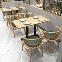 Foshan usine moderne lumière luxe thème restaurant meubles en bois massif tissé rotin carte canapé table et chaise combinaison