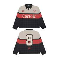 Jersey Rugby Vintage Pria Tonton Custom untuk Polo, Jersey Olahraga Lengan Panjang Bergaris Bernapas Berkualitas Tinggi, Kaos Rugby Polo