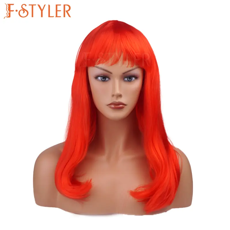 FSTYLER kadın uzun kızıl saç sıcak satış toptan toplu satış fabrika özelleştirmek moda parti sentetik cosplay peruk anime peruk