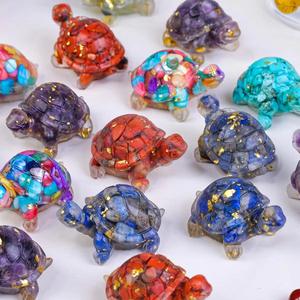 Tortue en quartz en résine, petite et mignonne, avec cristaux naturels et gravier, pour décoration de jardin et pendule, vente en gros - Product Image 1