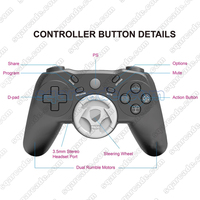 Controlador de Juego de Carreras Inalámbrico con Volante para PS4/5 y PC/Android, el Más Vendido, Accesorios para Juegos de Carreras