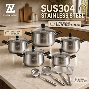 Batterie <span class=keywords><strong>de</strong></span> cuisine en acier inoxydable Zhenneng, collection 14 pièces, ustensiles <span class=keywords><strong>de</strong></span> cuisine multi-tailles en SUS304 pour cuisinières à <span class=keywords><strong>gaz</strong></span> et à induction - Product Image 1