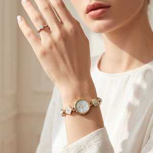 Rose Carved Mother-of-<b>Pearl</b> Women's <b>Watch</b> - Niche Design Waterproof Quartz <b>Watch</b> for Gentle Everyday Style - Product Image 2