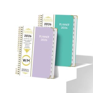 Promotion Leter Custom Logo <b>A5</b> Pink Spiral Weekly Monthly Manifestation Goal <b>Diary</b> Journal Planner Agenda Notebook With Gift Box - Product Image 1