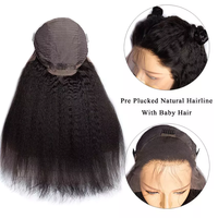 Perruques frontales sans colle en dentelle HD transparente, cheveux humains vierges indiens bruts, cuticules alignées, texture Kinky Yaki Lisse, pour femmes noires