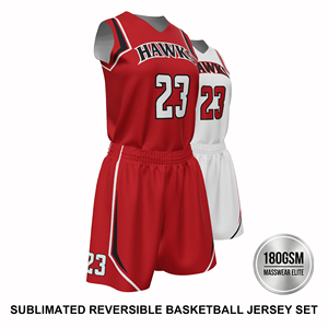 Omkeerbaar ademend basketbaluniformset op maat gesublimeerd 2-zijdig shirt vochtregulerend sneldrogend gepersonaliseerd team bulk - Product Image 1