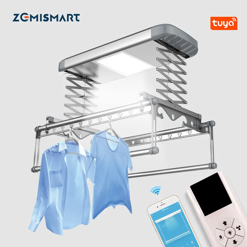 Ceiling LED Light Electric Quick-drying Auto Cloth Dryer Smart Clothes Dry Hanger Disinfection Alexa VoiceTelescopic Drying Rack