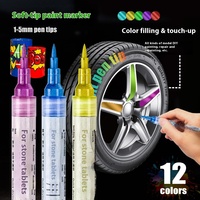 Marqueur effaçable à l'air, imperméable, 12 couleurs, pointe brosse 0,8 mm, pour marquage de pierres, pointe souple, pour extérieur, traçage, réparation de pneus de voiture, papier