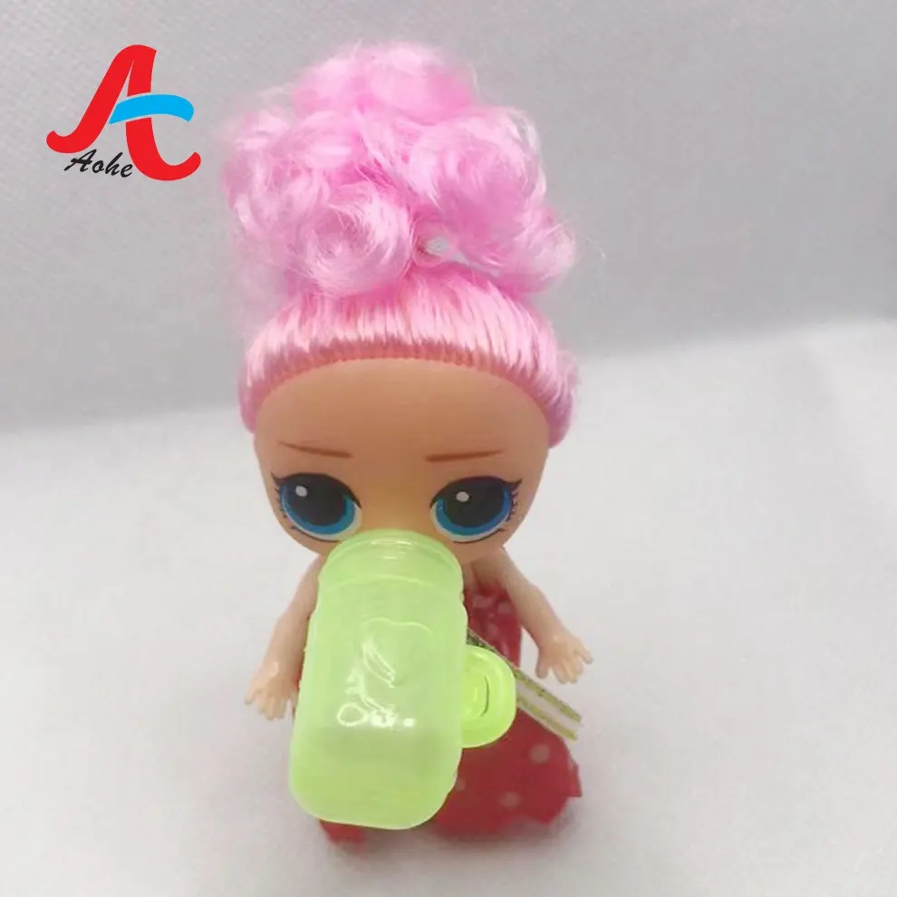 2.5 inch Cheep cute baby toy spare parts plastic mini doll toys with nipples for kids