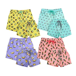 Sommer 2 Stück Set benutzer definierte Druck Eltern-Kind passende Bade bekleidung Männer Baby Board Shorts Papa und Sohn