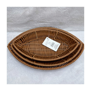 <b>Leaf</b> Shaped Rattan Storage Basket Oval Multifunction Fruit Snack Tray For Tea KTV French Fry Serving - Product Image 4