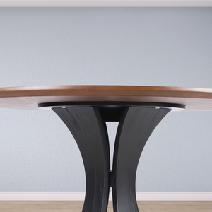 Walnut màu tro gỗ trestle bệ cơ sở Vòng phòng ăn bàn gỗ rắn đương đại bàn ăn - Product Image 3