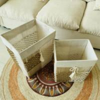 Grand panier de rangement pour dortoir essentiel-respirant en corde de coton Panier à vêtements hygiénique Doublure détachable Organisation Paniers tissés