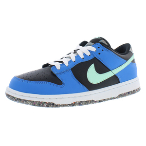 รองเท้ากีฬา Nike Dunk Low SE เด็กหญิงรองเท้าผ้าใบลำลองสีดำ/น้ำเงินลายโลโก้เด็กของแท้100% - Product Image 1
