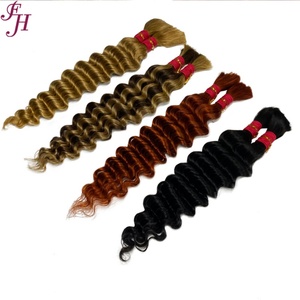 Extensiones de Cabello Humano Virgen Indio Ondulado Profundo sin Trama, a Granel, Precio Económico para Trenzas - Venta al por Mayor - Product Image 3